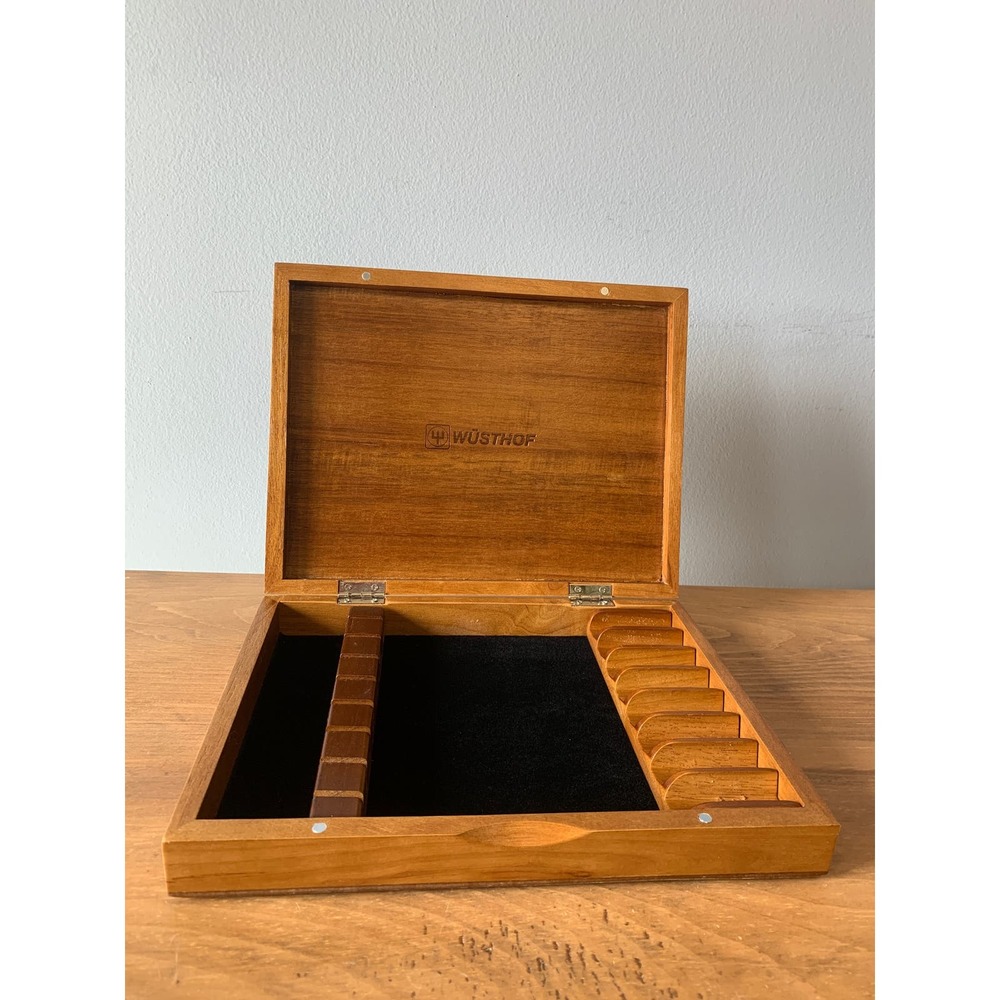 Wusthof Steak Knives Wooden Presentation Storage Box Chest Felt Lined BOX ONLY